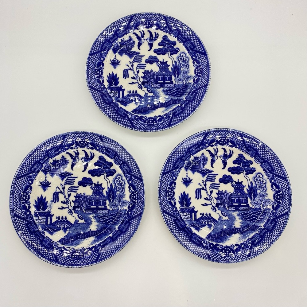 Blue Willow Made In Japan 6" Bread Desert Plate Vintage Set of 3